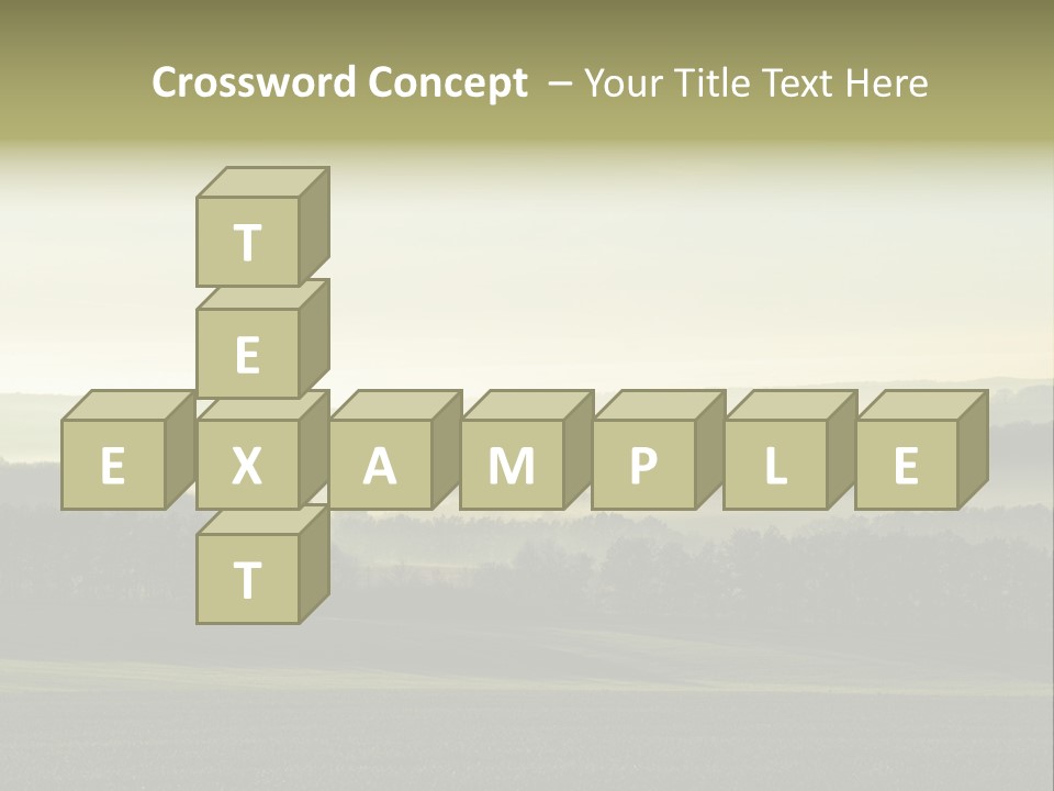 A Field With Trees And Fog In The Background PowerPoint Template