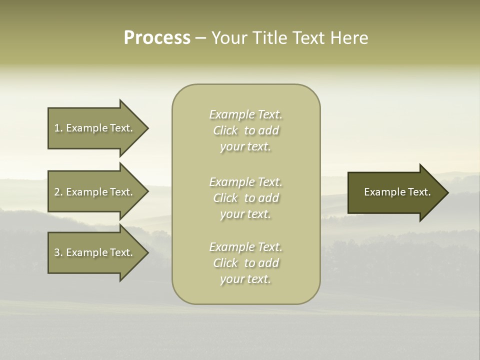 A Field With Trees And Fog In The Background PowerPoint Template