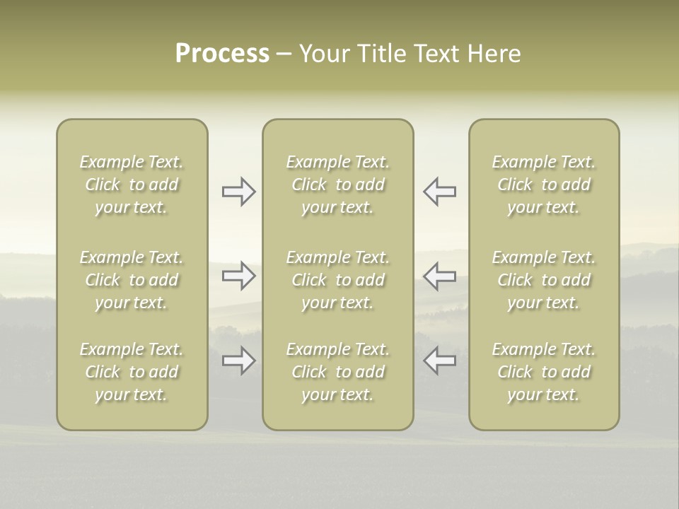 A Field With Trees And Fog In The Background PowerPoint Template