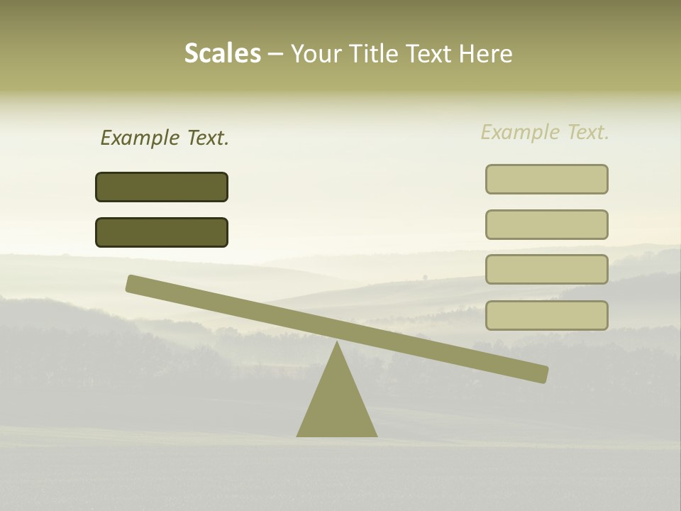 A Field With Trees And Fog In The Background PowerPoint Template