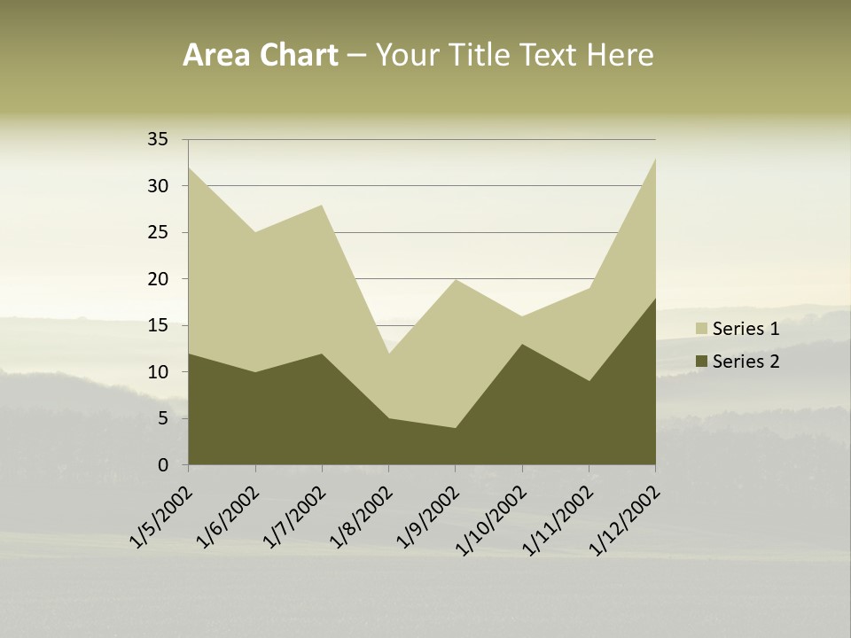A Field With Trees And Fog In The Background PowerPoint Template