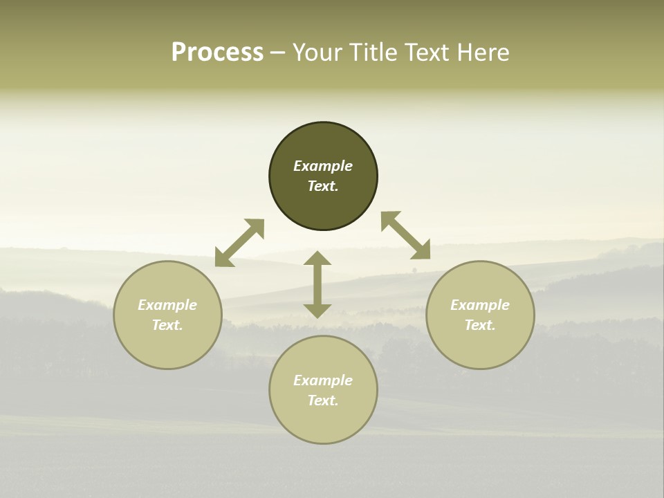 A Field With Trees And Fog In The Background PowerPoint Template