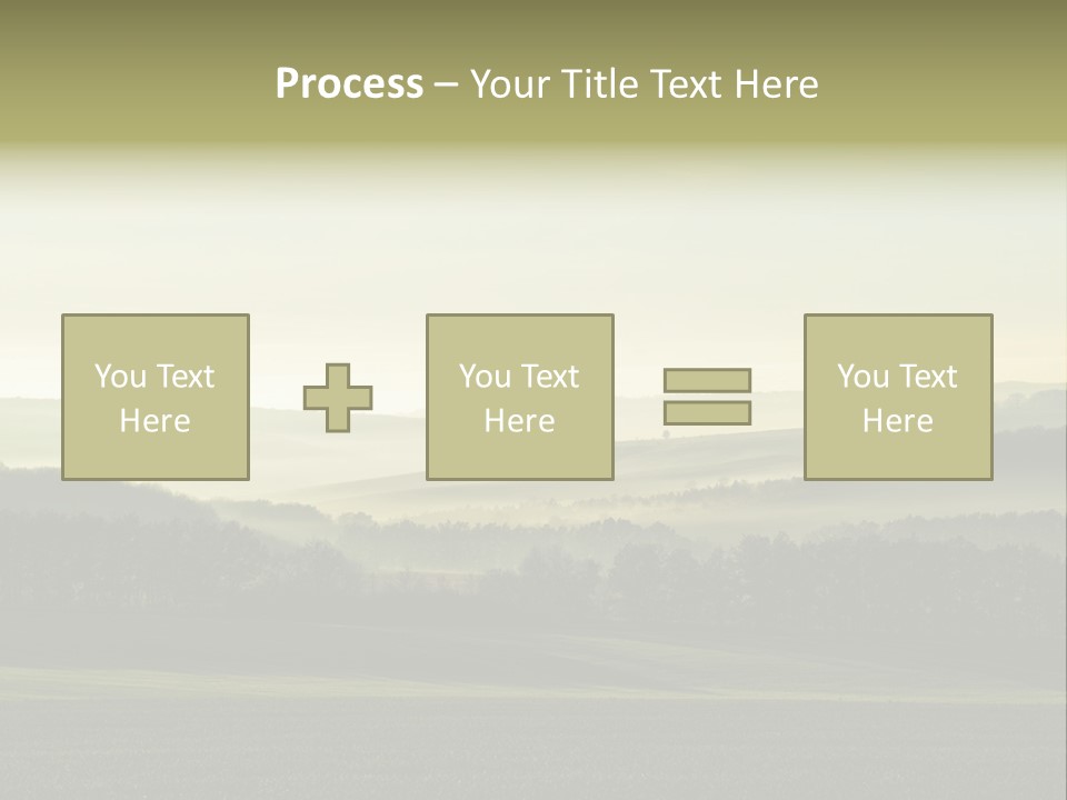 A Field With Trees And Fog In The Background PowerPoint Template