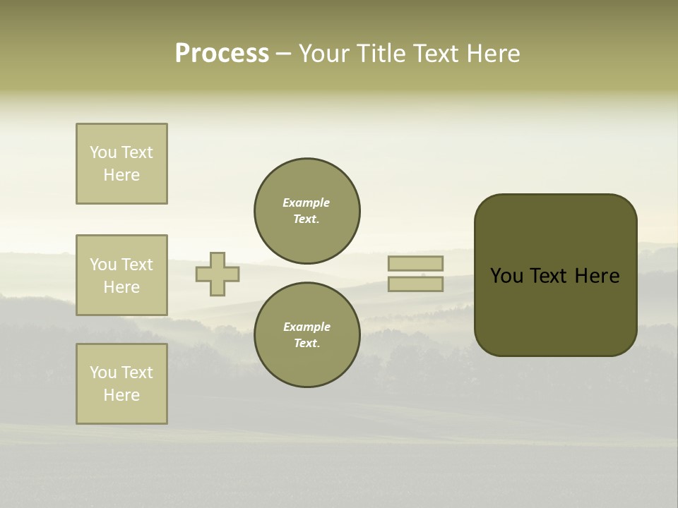A Field With Trees And Fog In The Background PowerPoint Template
