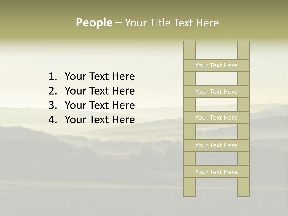 A Field With Trees And Fog In The Background PowerPoint Template