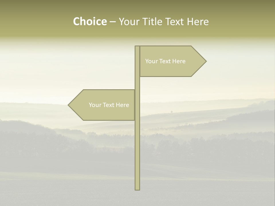 A Field With Trees And Fog In The Background PowerPoint Template