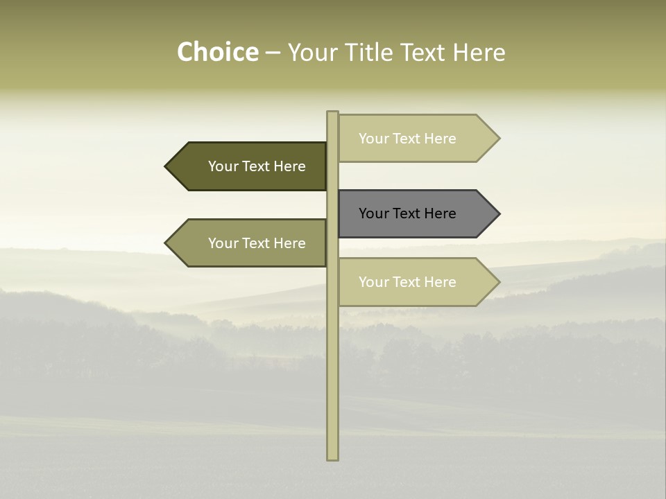 A Field With Trees And Fog In The Background PowerPoint Template