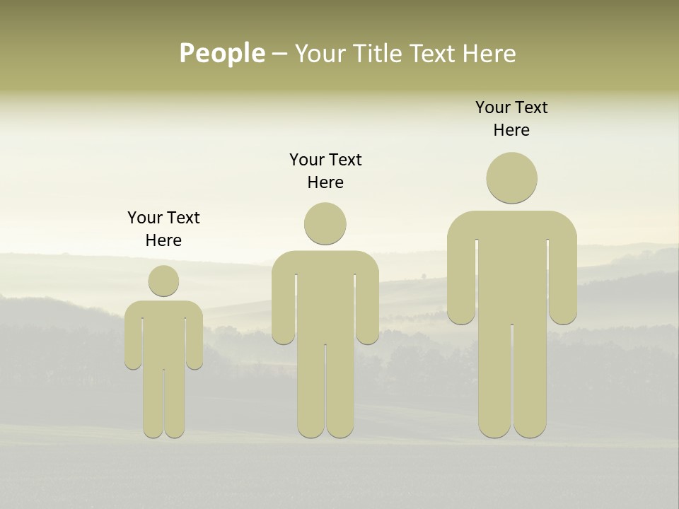 A Field With Trees And Fog In The Background PowerPoint Template