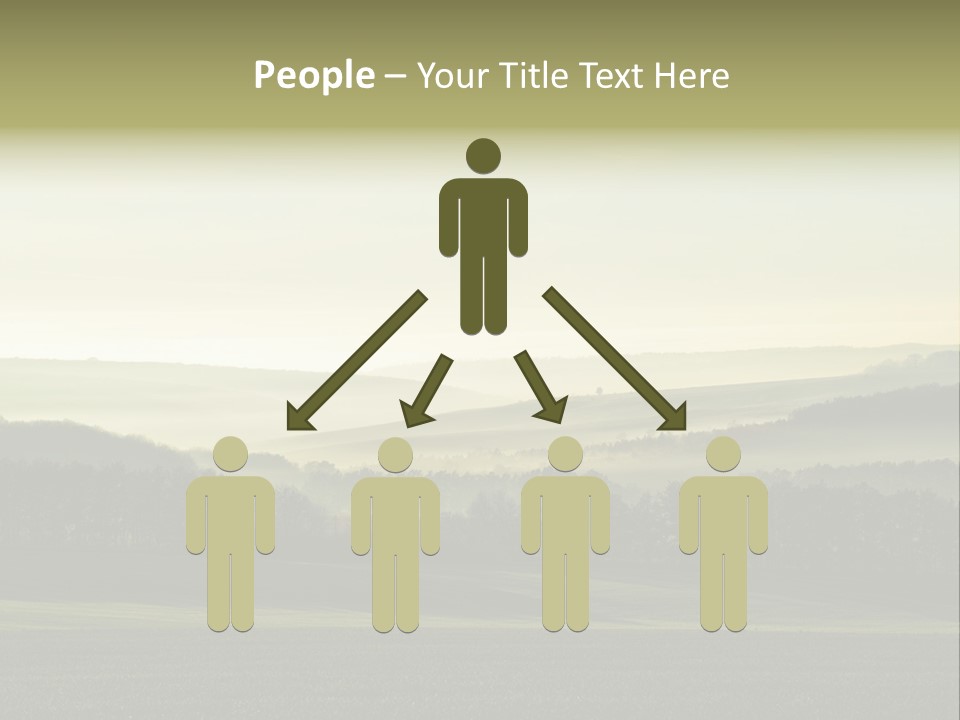 A Field With Trees And Fog In The Background PowerPoint Template