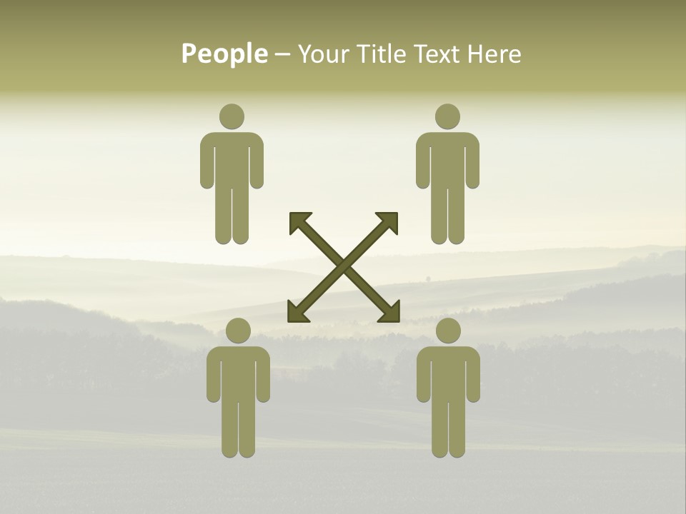 A Field With Trees And Fog In The Background PowerPoint Template