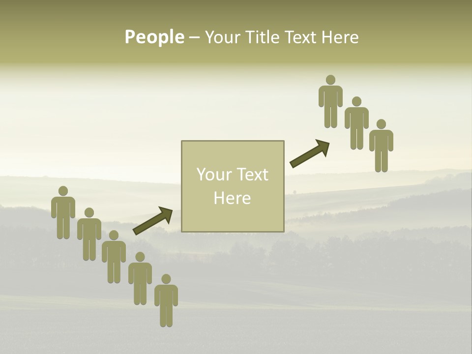 A Field With Trees And Fog In The Background PowerPoint Template