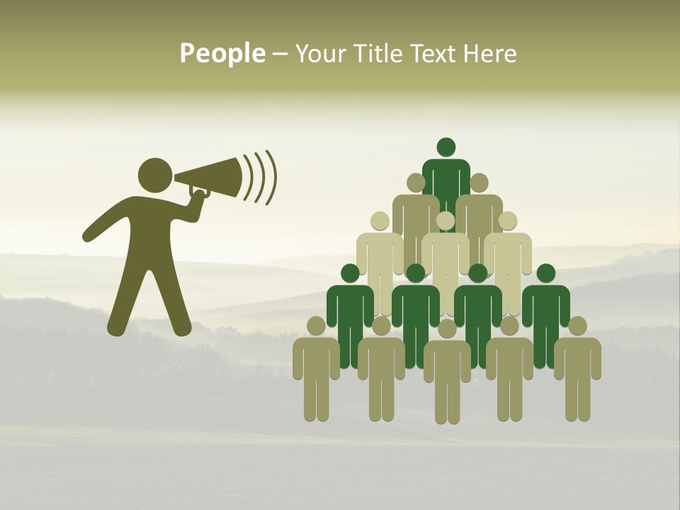 A Field With Trees And Fog In The Background PowerPoint Template