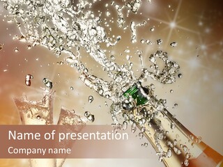 A Bottle Of Champagne Being Poured Into A Glass PowerPoint Template