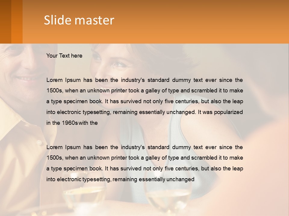 A Man And Woman Sitting At A Table With A Glass Of Wine PowerPoint Template