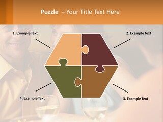 A Man And Woman Sitting At A Table With A Glass Of Wine PowerPoint Template