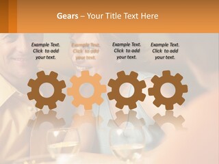 A Man And Woman Sitting At A Table With A Glass Of Wine PowerPoint Template