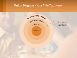 A Man And Woman Sitting At A Table With A Glass Of Wine PowerPoint Template