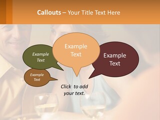 A Man And Woman Sitting At A Table With A Glass Of Wine PowerPoint Template