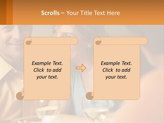 A Man And Woman Sitting At A Table With A Glass Of Wine PowerPoint Template