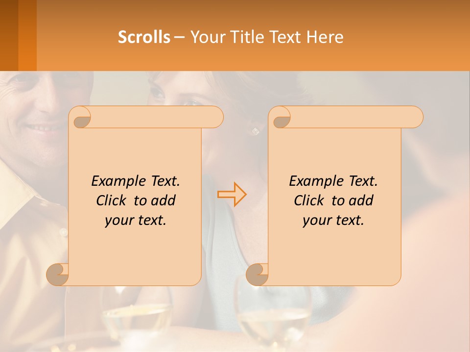 A Man And Woman Sitting At A Table With A Glass Of Wine PowerPoint Template