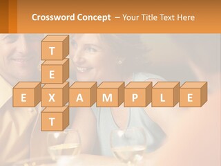 A Man And Woman Sitting At A Table With A Glass Of Wine PowerPoint Template