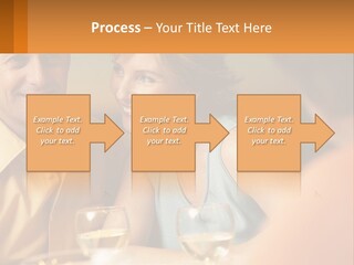 A Man And Woman Sitting At A Table With A Glass Of Wine PowerPoint Template