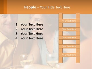 A Man And Woman Sitting At A Table With A Glass Of Wine PowerPoint Template