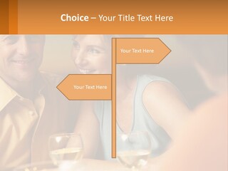 A Man And Woman Sitting At A Table With A Glass Of Wine PowerPoint Template