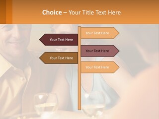 A Man And Woman Sitting At A Table With A Glass Of Wine PowerPoint Template