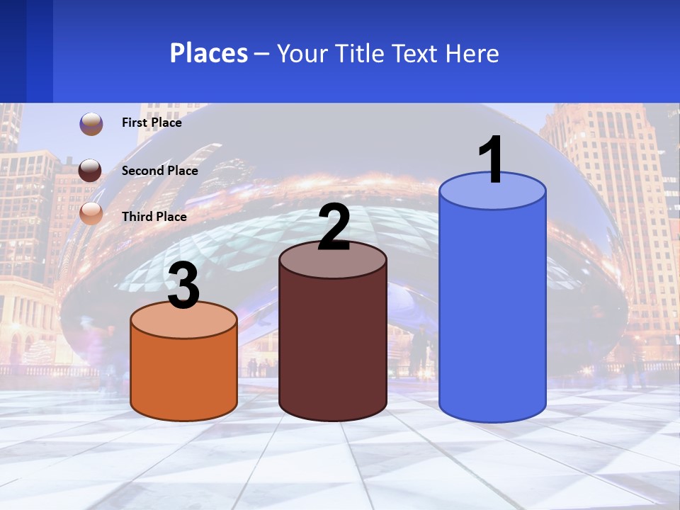 A Large Blue Ball In The Middle Of A City PowerPoint Template