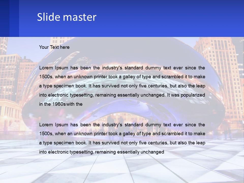 A Large Blue Ball In The Middle Of A City PowerPoint Template