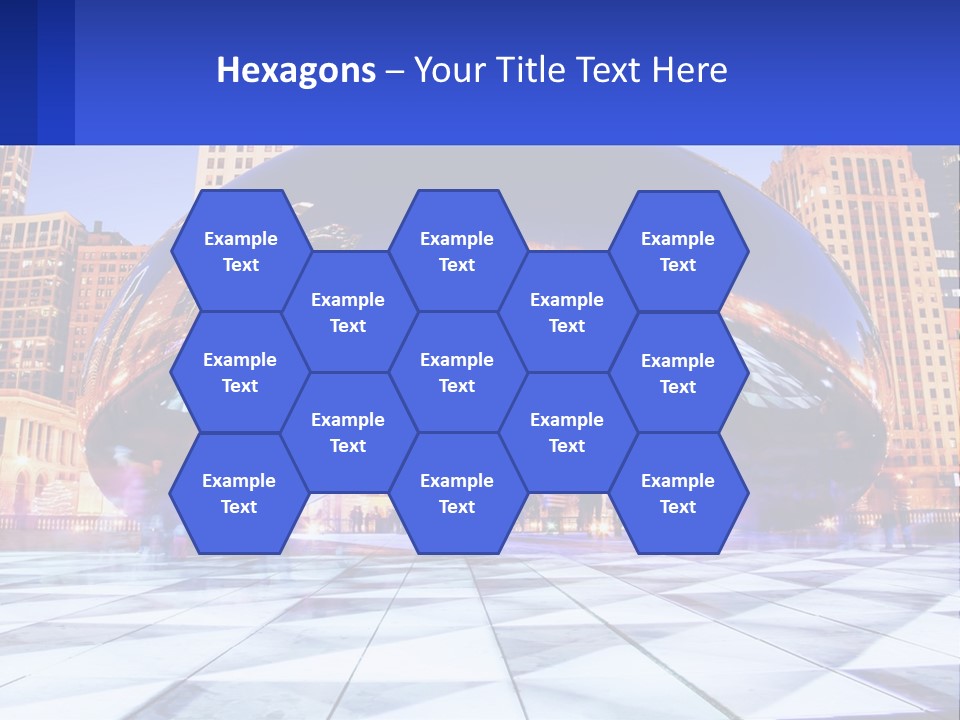 A Large Blue Ball In The Middle Of A City PowerPoint Template