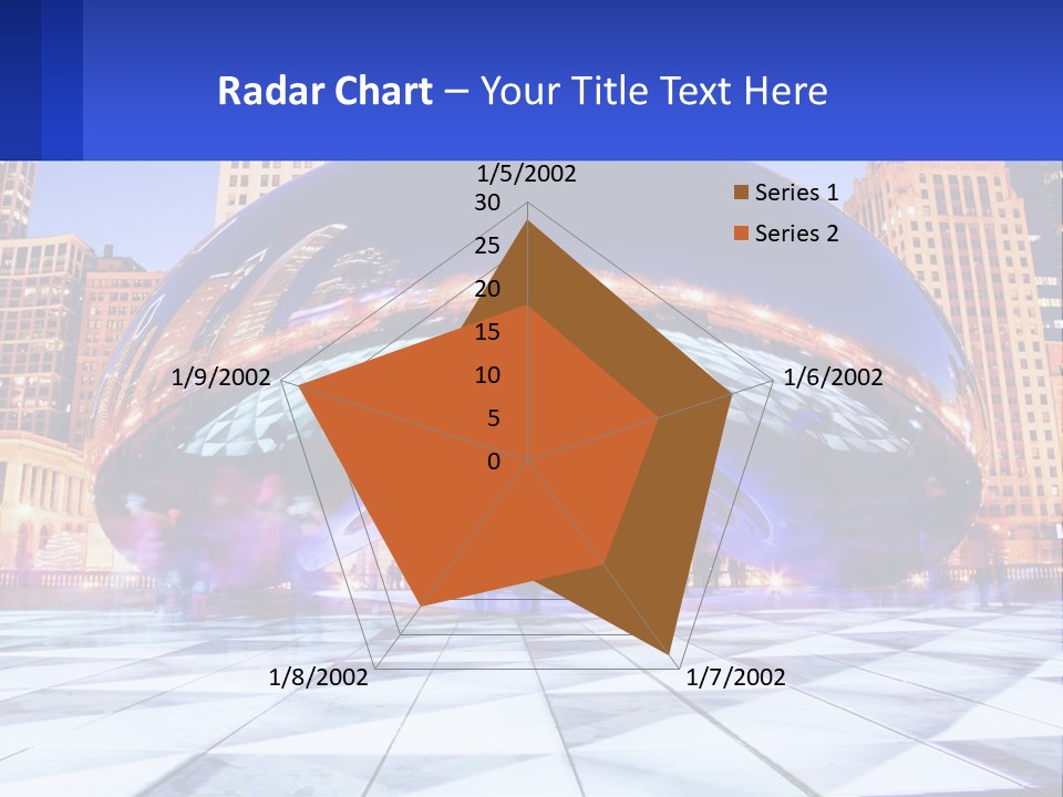 A Large Blue Ball In The Middle Of A City PowerPoint Template