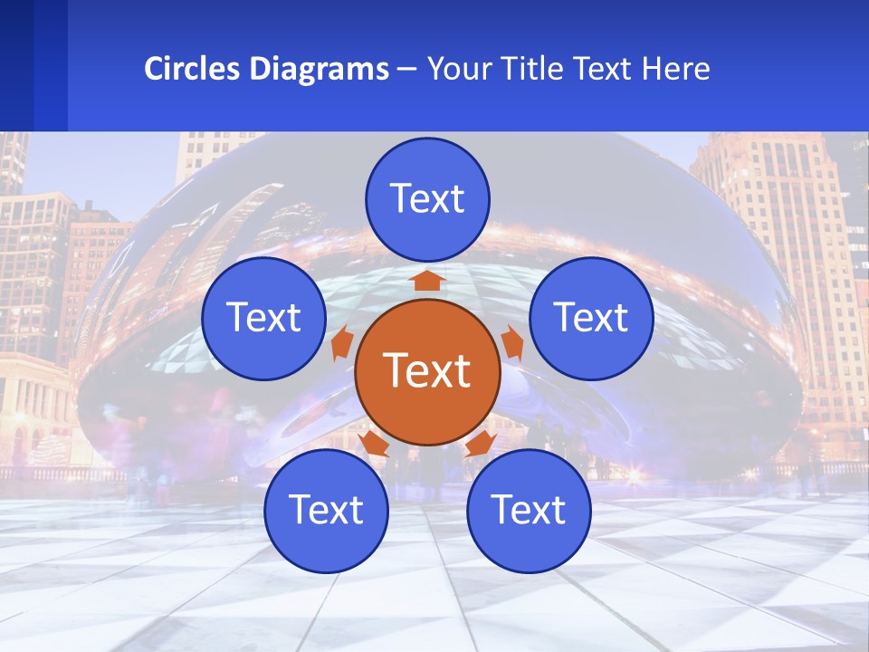 A Large Blue Ball In The Middle Of A City PowerPoint Template
