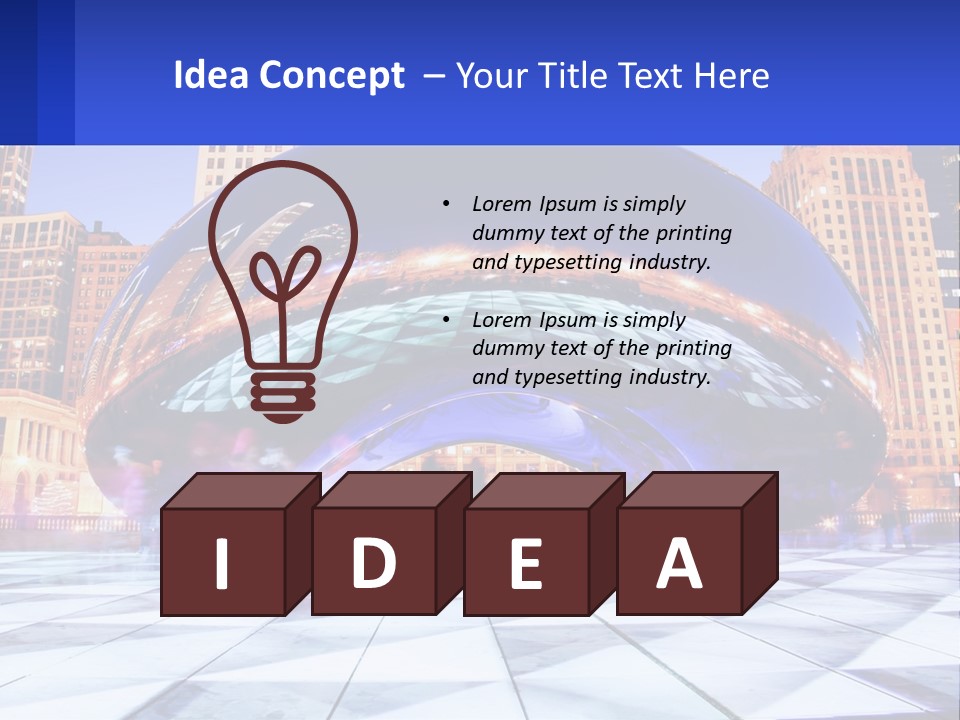 A Large Blue Ball In The Middle Of A City PowerPoint Template