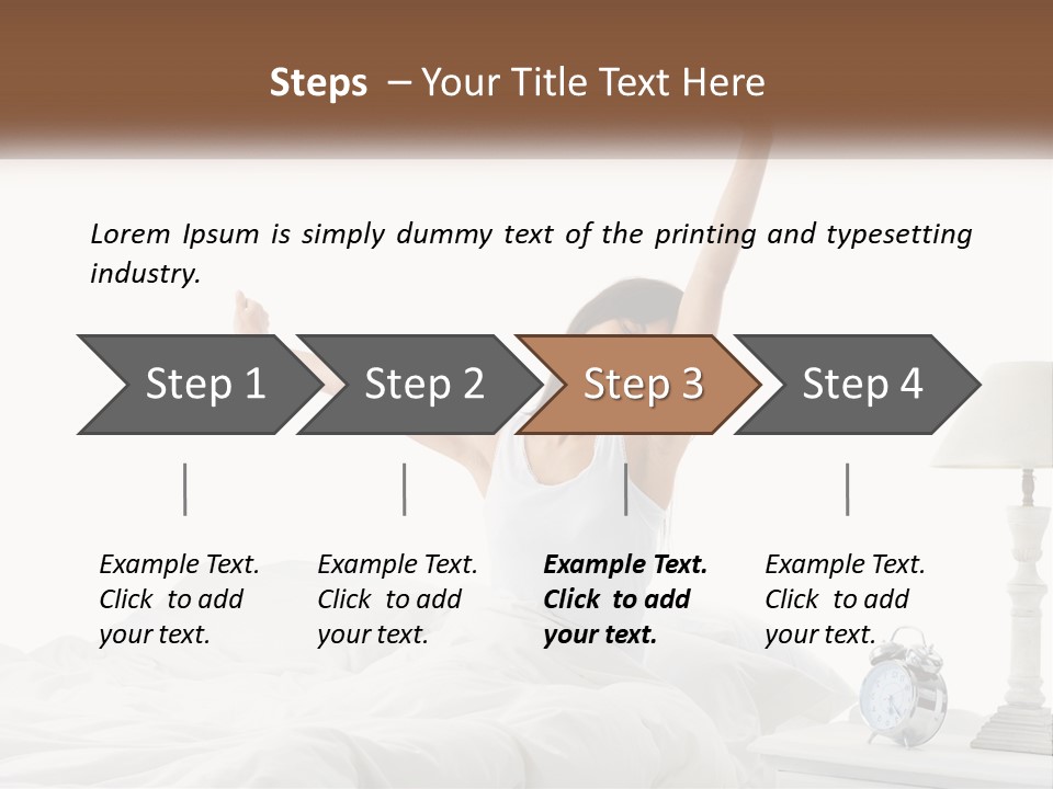 A Woman In Bed With Her Arms Up In The Air PowerPoint Template