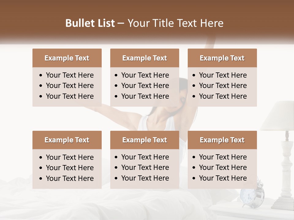 A Woman In Bed With Her Arms Up In The Air PowerPoint Template