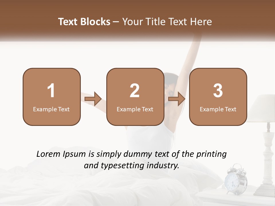 A Woman In Bed With Her Arms Up In The Air PowerPoint Template