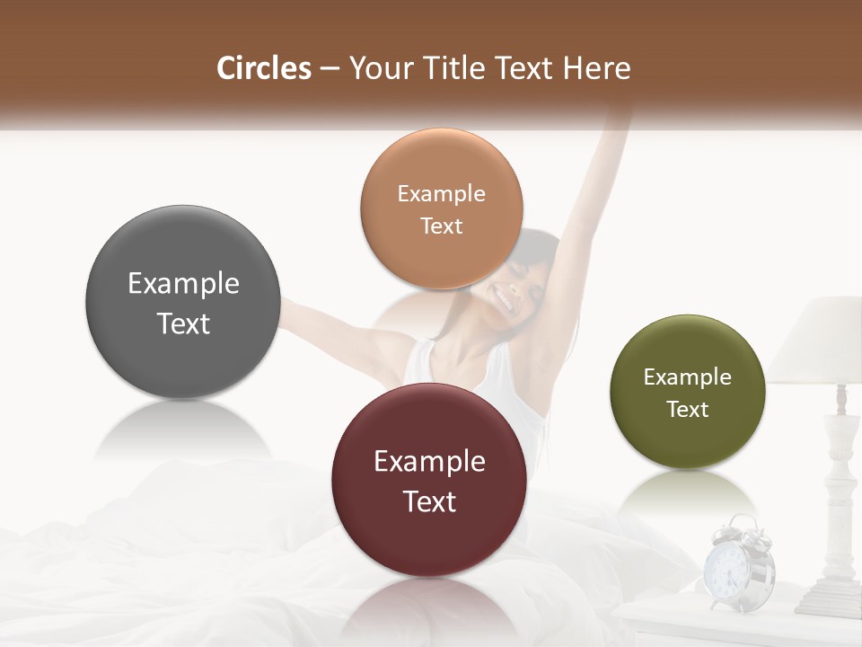 A Woman In Bed With Her Arms Up In The Air PowerPoint Template