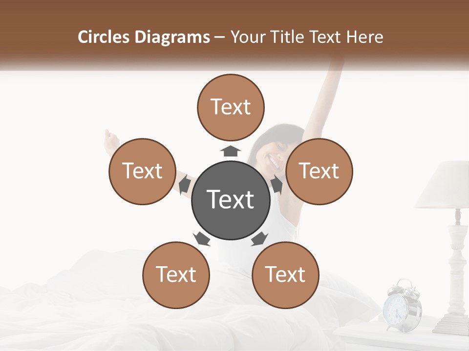 A Woman In Bed With Her Arms Up In The Air PowerPoint Template