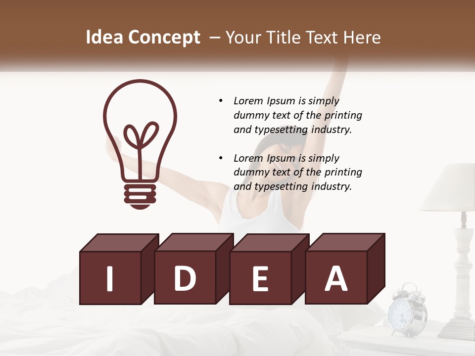 A Woman In Bed With Her Arms Up In The Air PowerPoint Template