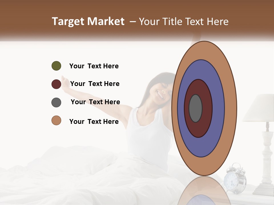 A Woman In Bed With Her Arms Up In The Air PowerPoint Template