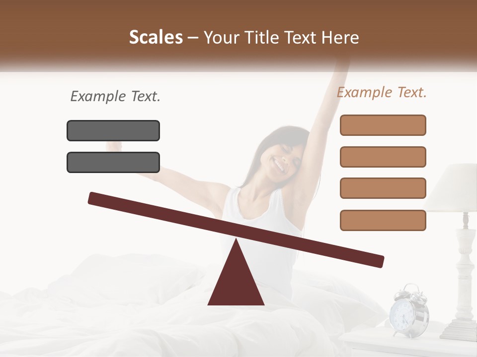 A Woman In Bed With Her Arms Up In The Air PowerPoint Template