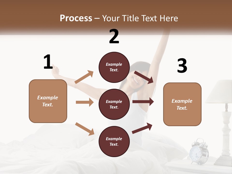 A Woman In Bed With Her Arms Up In The Air PowerPoint Template