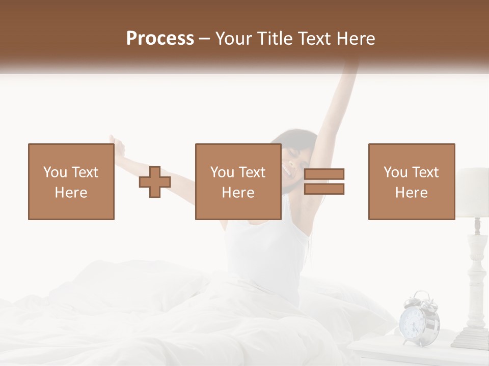 A Woman In Bed With Her Arms Up In The Air PowerPoint Template