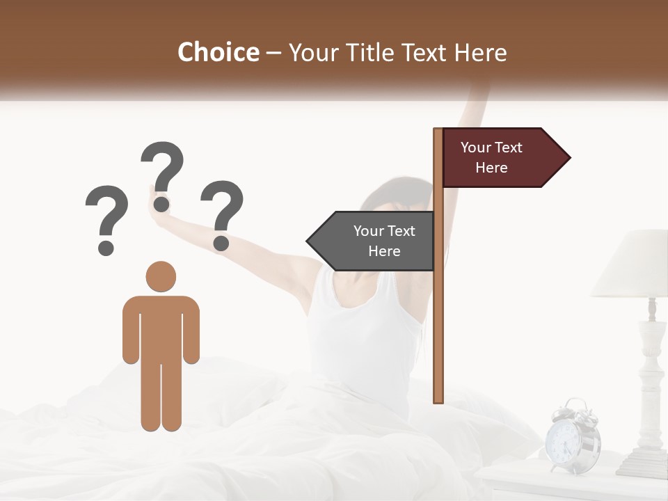A Woman In Bed With Her Arms Up In The Air PowerPoint Template