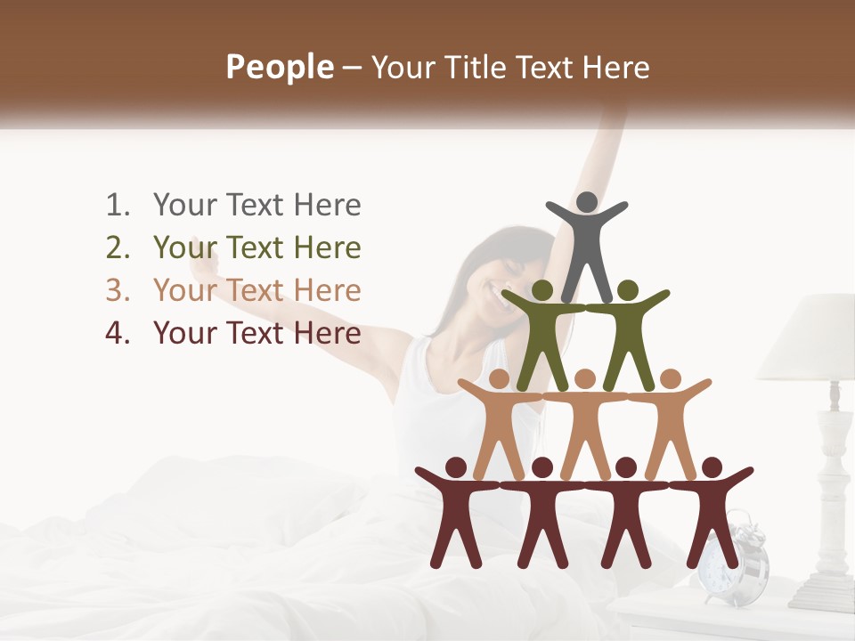 A Woman In Bed With Her Arms Up In The Air PowerPoint Template