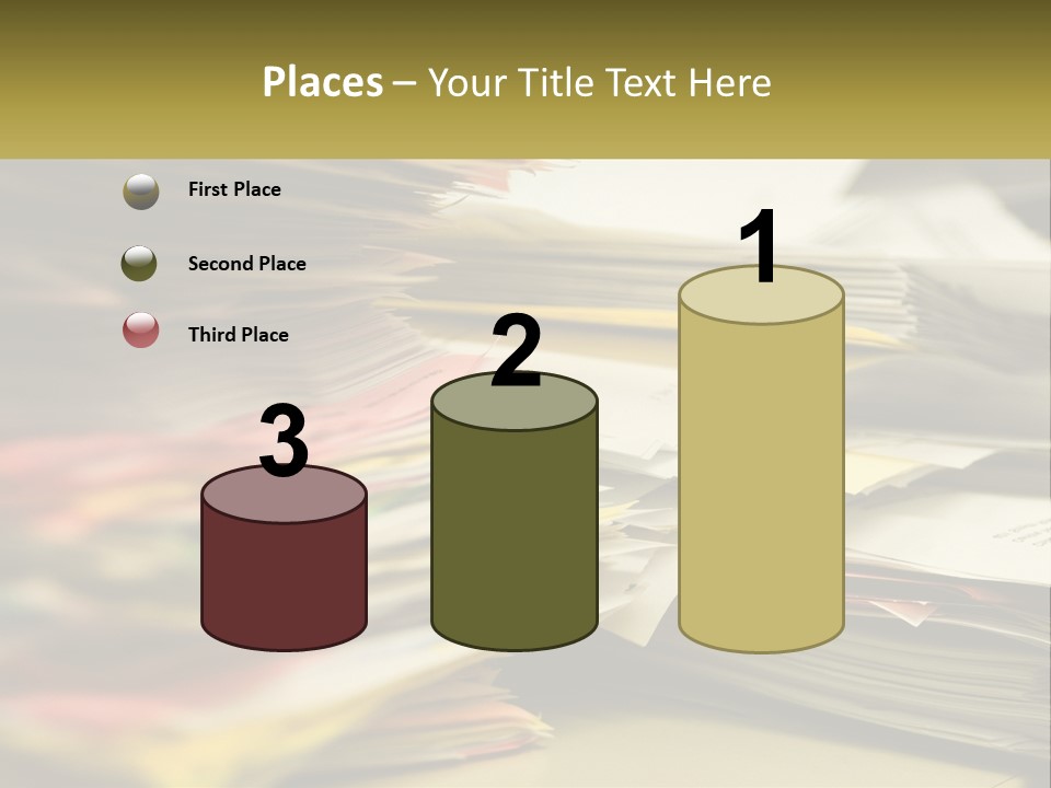 A Large Pile Of Papers On A Table PowerPoint Template