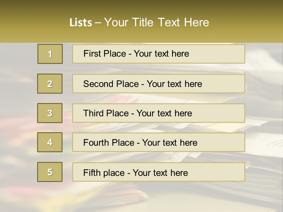 A Large Pile Of Papers On A Table PowerPoint Template