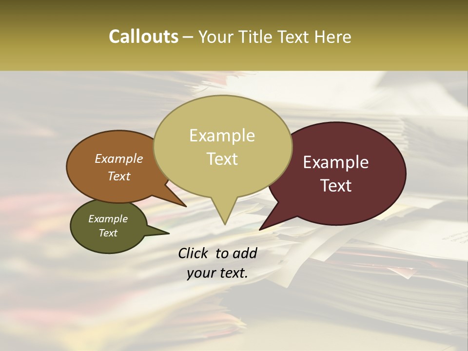A Large Pile Of Papers On A Table PowerPoint Template